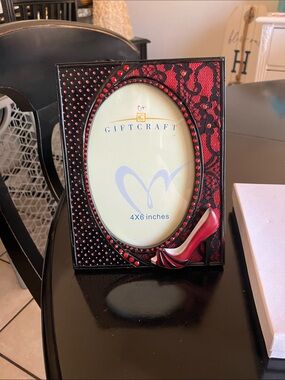 Craft Red & Black Jeweled Photo Frame with Shoe Accent